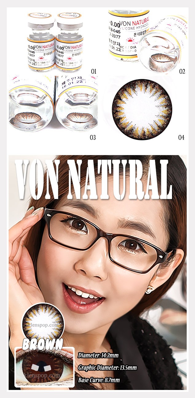 Description image of Von Natrual Fit Barbie Brown (2pcs) 6 Months Colored Contacts Lenses